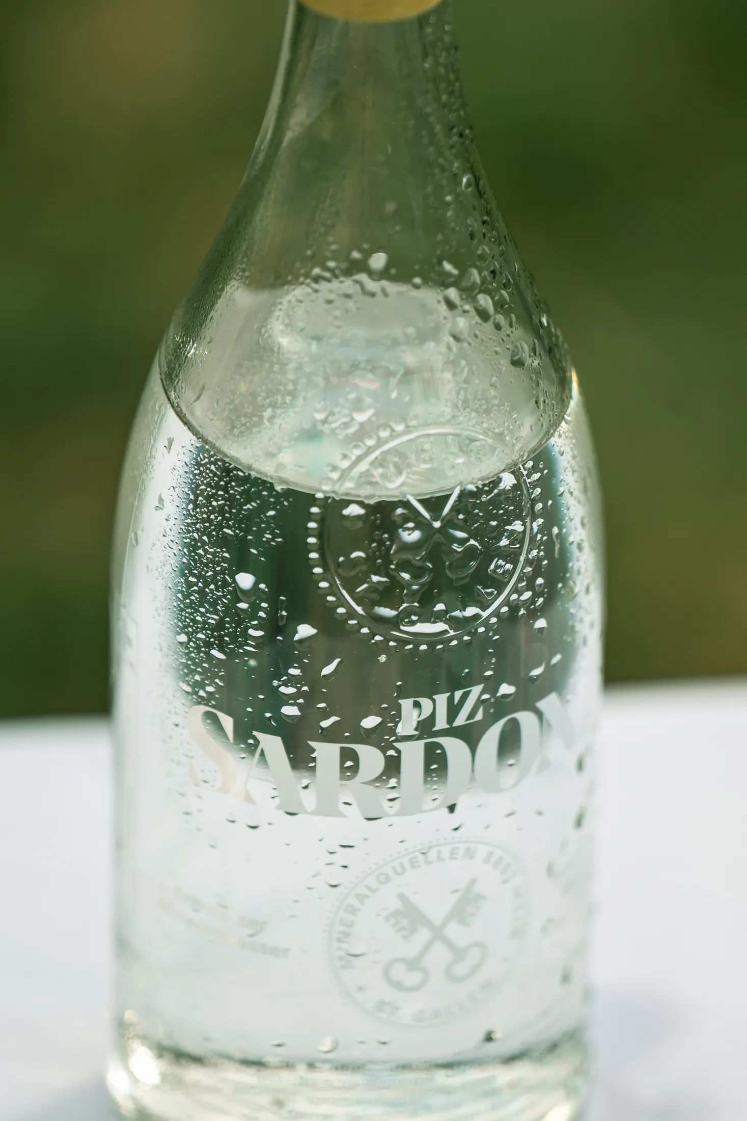Nasse Piz Sardona Flasche im Freien