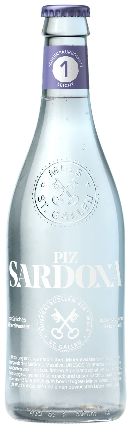 Piz Sardona Glas 40cl, Kohlensäuregehalt 1