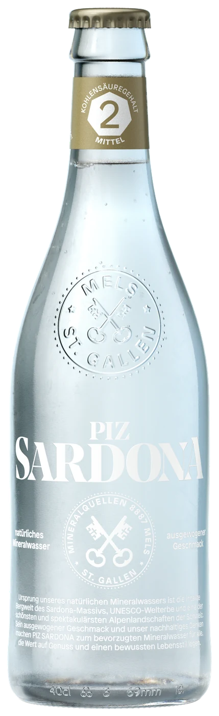 Piz Sardona Glas 40cl, Kohlensäuregehalt 2
