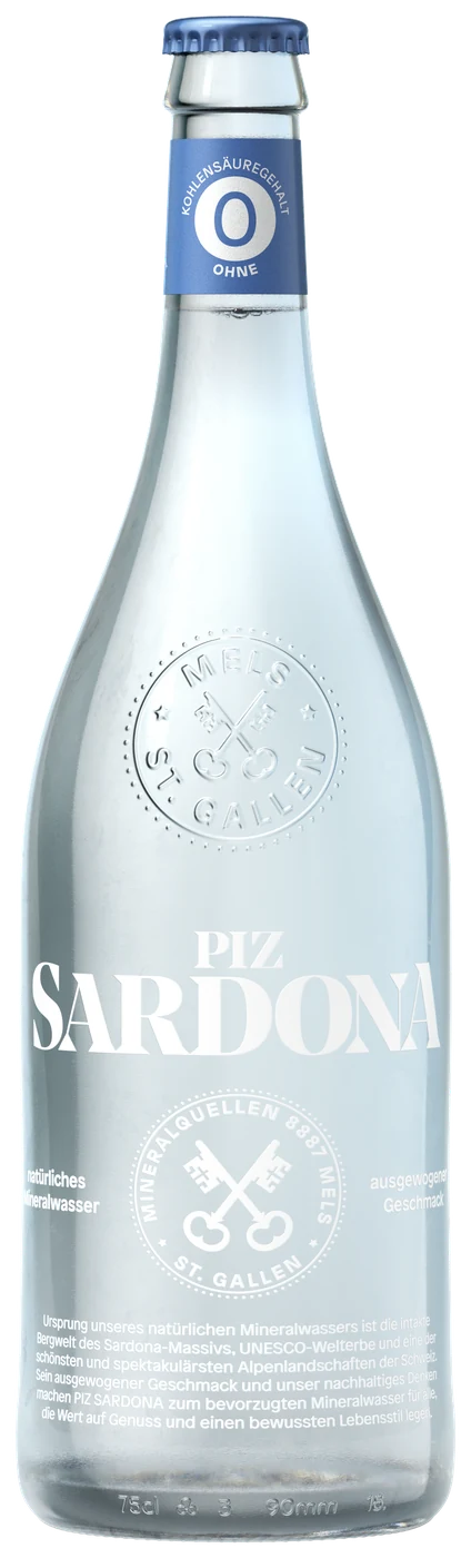 Piz Sardona Glas 75cl, Kohlensäuregehalt 0