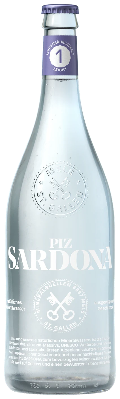 Piz Sardona Glas 75cl, Kohlensäuregehalt 1