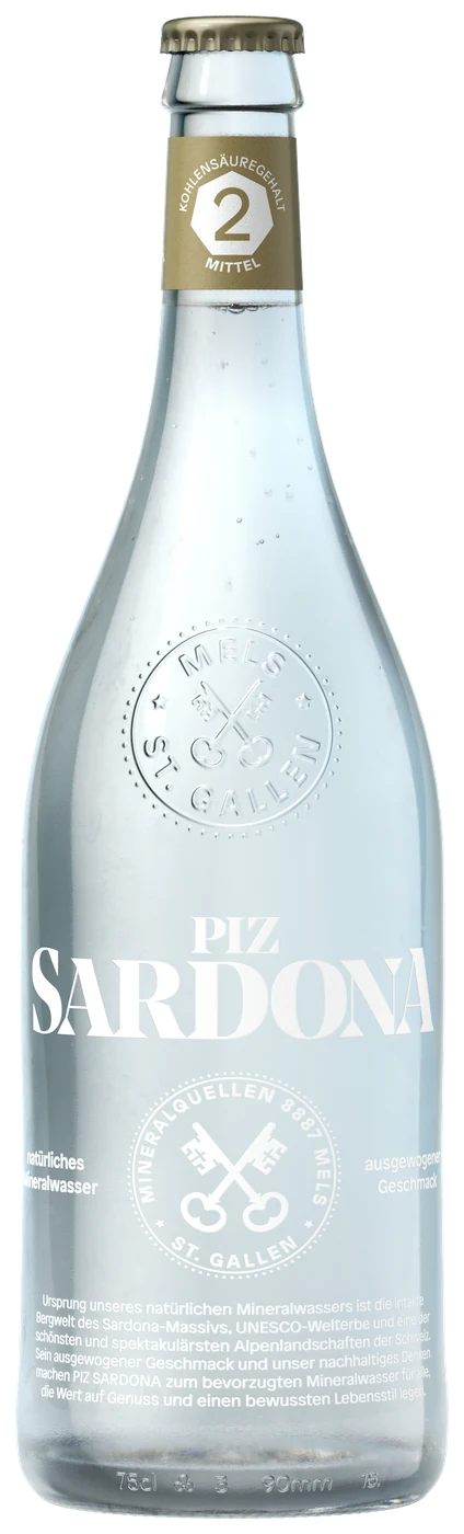 Piz Sardona Glas 75cl, Kohlensäuregehalt 2